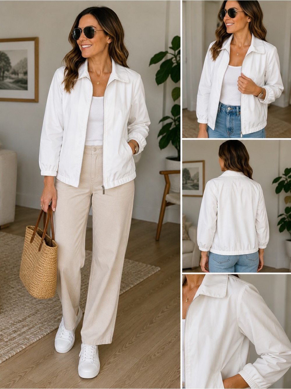 Classic Women's White Zip-Front Jacket Banana Republic
